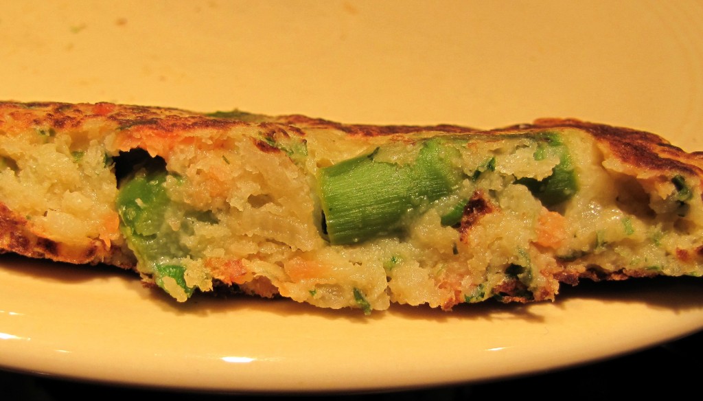 Side View - Asparagus Smoked Salmon Fritter / Stuffed Pancake