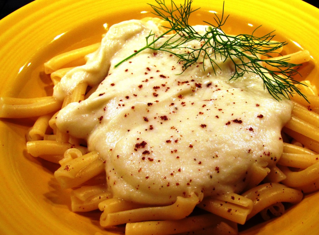 Strozzapretti - "prist strangler" pasta - with Garlic Cauliflower Sauce